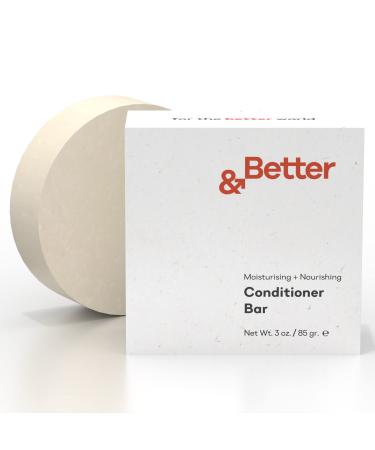 &Better Conditioner Bar | Moisturizing + Nourishing | Handcrafted in Canada with Organic Shea Butter | Powered with Cocoa Butter + Argan Oil | Plastic-Free + Vegan | Fragrance Free