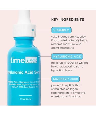 Timeless Skin Care Hyaluronic Acid Vitamin C Serum - 4 oz - Brightens Smooths Rebuilds Collagen Boosts Hydration 120 ml (Pack of 1) - Buy Online on GoSupps.com