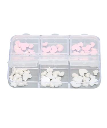 3D Heart Nail Decoration Multiple Sizes Pink and White Resin Manicure Nail Accessories