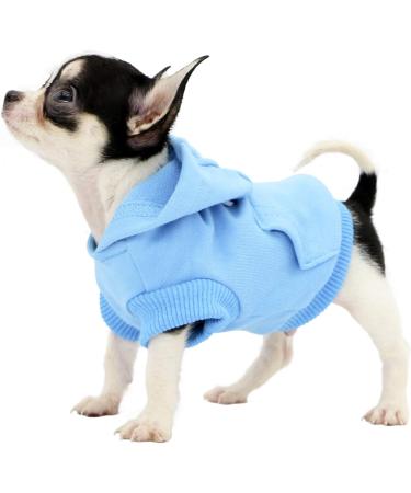 LOPHIPETS Dog Cotton Hoodie for Small Chihuahua Puppy - Cambridge Blue, XXS (0.5-1.2 lbs) - Cold Weather Coat - Buy Online on GoSupps.com
