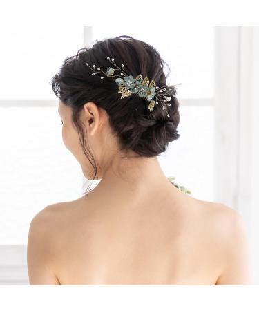 Minkissy Pearl Crystal Wedding Hair Comb - Green Bridal Hair Accessories - Buy Online on GoSupps.com