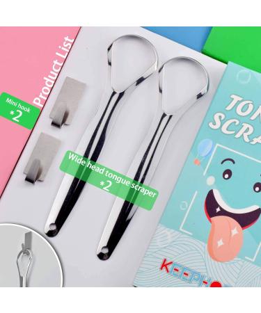 Dual Pack Tongue Cleaner Set for Adults & Children - Stainless Steel Tongue Scraper with Mini Hook - Best Oral Hygiene Tool - Buy Online on GoSupps.com