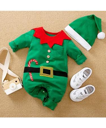 Hifot My First Christmas Baby Romper and Hat Set - Unisex Newborn Outfit (Green, 3-6 Months) - Buy Online on GoSupps.com