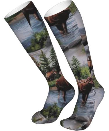 Buy Bull Moose Scenic Wildlife Compression Socks for Men & Women | 15-20 mmHg Support for Running & Cycling - Buy Online on GoSupps.com