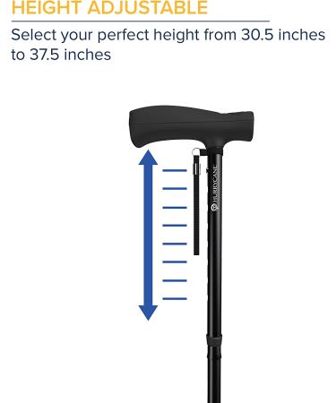 HurryCane Freedom Edition Foldable Walking Cane - T Handle, Black - Buy Online on GoSupps.com
