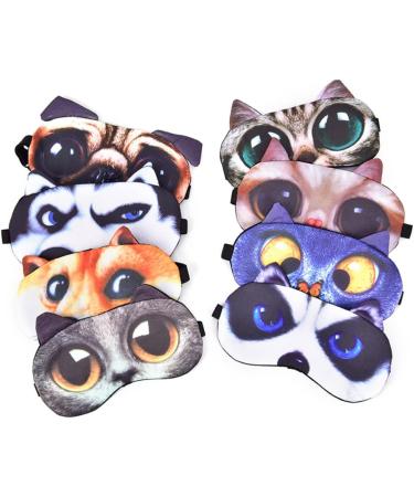 12 Pack Cute Animal Sleep Eye Masks - Plush Blindfolds for Kids Adults & Travel | Funny Cat & Dog Eyeshades for Comfortable Naps & Sleep - Buy Online on GoSupps.com