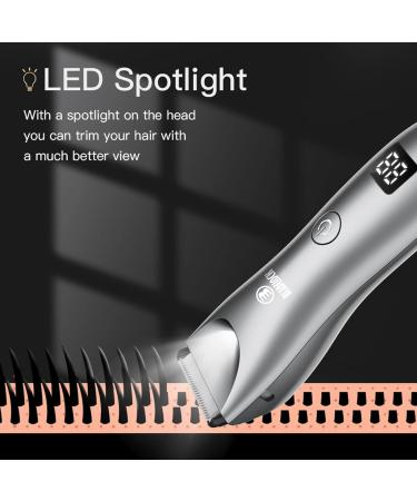 Men's Electric Body Trimmer - Skin-Safe Ceramic Blade, Pubic Groin Hair Trimmer, Waterproof & Rechargeable - With LED Light & Charging Dock - Buy Online on GoSupps.com