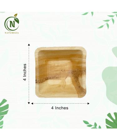 Naturelia 4-Inch Square Palm Leaf Disposable Bowls- Faux Wood Style Dinnerware Soup and Salad Bowl Set - 25-Pack Bundle - Microwave Oven and Freezer Safe 25 4 inch - Buy Online on GoSupps.com