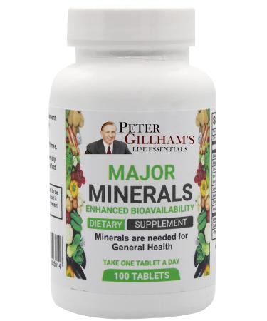 Peter Gillham's Life Essentials Major Minerals 100 Tablets No Oxide! Easy to Digest Multimineral Balanced for Men & Woman Bone & Immune System Support with Iron and Potassium