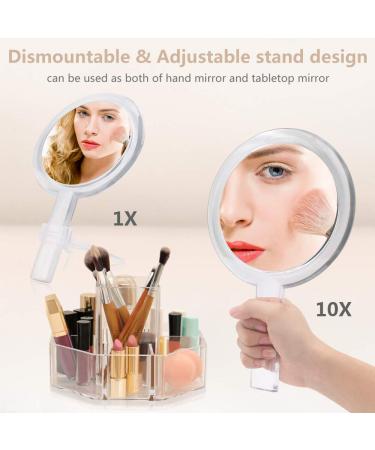 Gotofine 1X & 10X Magnifying Double Side Hand Makeup Mirror with Stand - Handheld Vanity Mirror - Buy Online on GoSupps.com