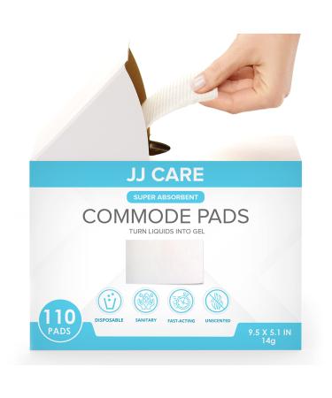 JJ CARE Commode Pads - Pack of 110 Super Absorbent Gel Pads for Bedside Commode - Disposable Commode Liner Gel Pads to Reduce Odor in Portable Toilet Potty Chair and Bedpans