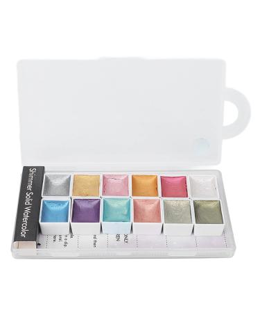 Nail Watercolor Paint Set 12 Colors Solid Metallic Nail Color Powder Pigment Set Body Painting Fluorescent Powder for Nail Artists and Beginners