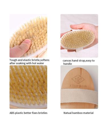 Zhurson Oval Dry Brushing Body Bath Brush - Natural Bristles for Exfoliation and Circulation Boost - Buy Online on GoSupps.com