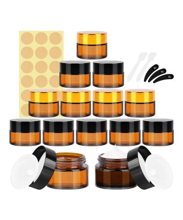 BELICOO 12 Pack Amber Glass Jars 15ml 20ml Empty Cosmetic Jars with Lids - Small Sample Pots Containers for Powder Face Creams Candle Lotion and Makeup - Buy Online on GoSupps.com