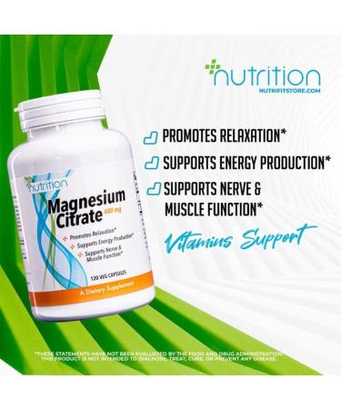 Nutri Plus Fit Magnesium Citrate Capsules - 400mg, 120 Count for Nutritional Health - Buy Online on GoSupps.com