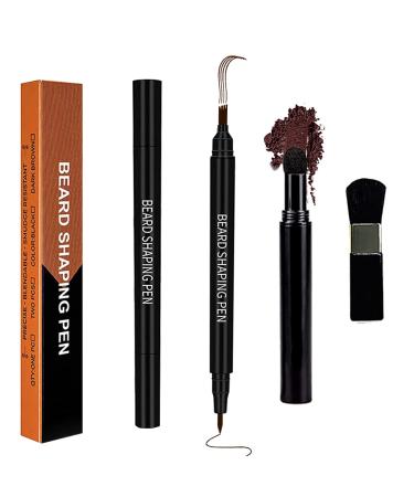 Real Beard Pen Beard Filler Natural Beard Pencil with Brush Waterproof and Sweatproof Beard Filling Pen for Fill Define & Sharpen Hair Beard & Eyebrow Color#Brown