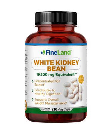 FineLand White Kidney Bean Extract 10:1 19 500 mg Equivalent per Serving 210 Vegan Capsules Supports Carb Metabolism & Digestive Comfort Non-GMO Made in USA