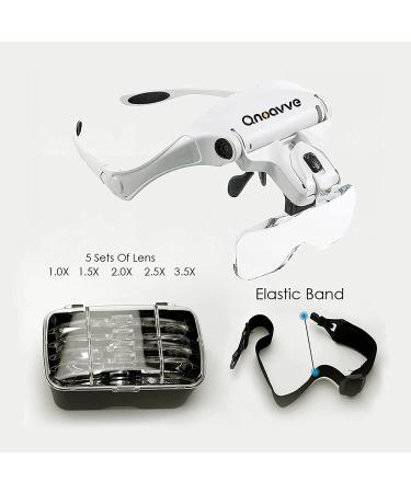Headband Magnifier Glasses with 2 LED Lights and 5 Interchangeable Lenses for Close Work - Buy Online on GoSupps.com