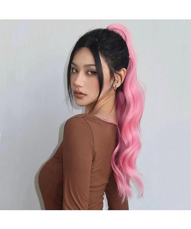 Ponytail Extension Heat Resistant Ponytail Long Wavy Pink Claw Ponytail Extension Synthetic Colorful Hairpiece Soft Fake Hair Piece for Daily Party Ponytail Hair Extension(HMW1001-1) - Buy Online on GoSupps.com