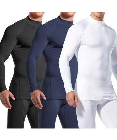 ATHLIO 3-Pack Men's Thermal Compression Shirts - Long Sleeve Winter Base Layer, Large - Black/Charcoal/White - Buy Online on GoSupps.com