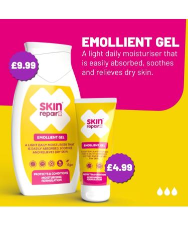 SkinRepairX Emollient Gel 100ml for Dry Skin Eczema Psoriasis Nappy Rash Dermatitis Vegan Fragrance Free Suitable from Birth - Buy Online on GoSupps.com