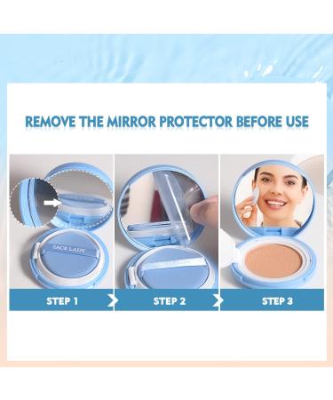 SACE LADY 3Pcs Face Makeup Set with BB Cushion Foundation, Pressed Powder, Sponge and Bag - Long Lasting, Waterproof, Natural Cosmetics - Buy Online on GoSupps.com