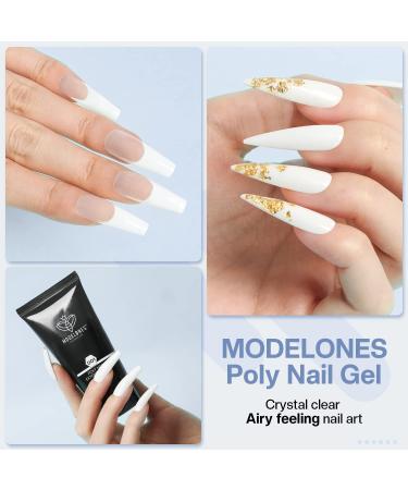 Modelones Polygel White 50ml - Milky White Poly Nail Gel for Quick Extensions | DIY Acrylic Nail Builder - Buy Online on GoSupps.com
