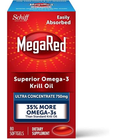 MEGARED Ultra Strength Krill Oil Omega 3 Supplement - 750mg EPA & DHA + Antioxidant Astaxanthin - 80 Softgels (Pack of 2) - Heart Health Support - No Fishy Aftertaste - Buy Online on GoSupps.com