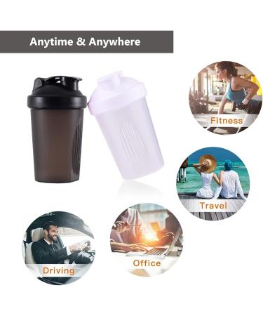 Buy OOTD 400ml Leakproof Protein Shaker Bottle - BPA Free Sieve & Scale for Perfect Supplements | Fitness Mixer (Black+White 2PCs) - Buy Online on GoSupps.com