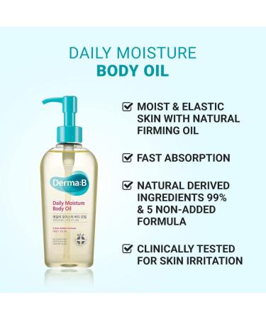 Derma:B Daily Moisture Body Oil 6.76 fl oz - Hydrating Skin Care for All Day Moisture - Buy Online on GoSupps.com