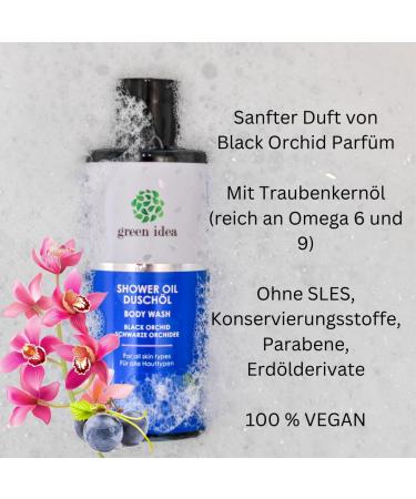 Black Orchid Shower Oil - Natural Vegan Shower Oil | SLES Free Preservative Free | 200ml - Green Idea - Buy Online on GoSupps.com