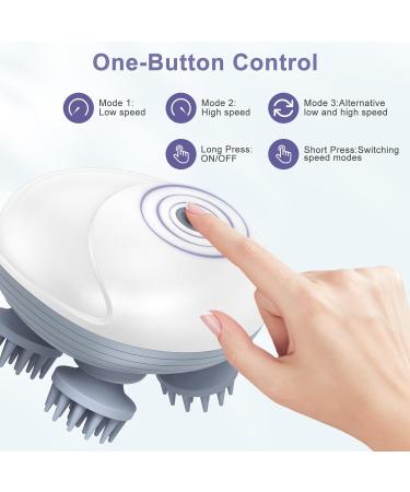 OQIMAX Portable Electrical Head Massage Device - 4 Massage Heads 3 Modes IPX6 Waterproof Wireless & USB Charging Relaxation & Deep Cleaning - Buy Online on GoSupps.com