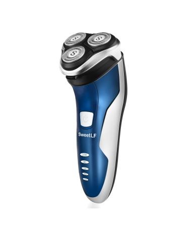 SweetLF 3D Rechargeable Electric Shaver for Men - Wet & Dry Rotary Shaver with Pop-up Trimmer - Blue | Waterproof IPX7 - Buy Online on GoSupps.com