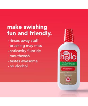 Hello Kids Wild Strawberry Natural Flavor Anticavity Fluoride Rinse - Vegan  Alcohol Free  and SLS Free Mouthwash for Children Age 2 and Up - 16 Ounce (Pack of 3) 3 pack rinse - Buy Online on GoSupps.com