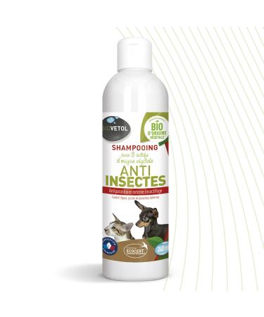 Biovetol - Organic Anti-Insect Care Shampoo - Ecocert Certified Organic Insect Repellent - Anti-fleas, Anti-ticks - Care for Dogs, Cats, Puppies, Kittens - 240 ML