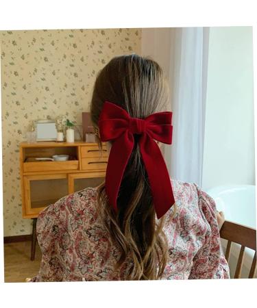Velvet Hair Bow Clips Large Satin Ribbon Bow Hairpins Bow Hair Barrette for Party Hair Accessories Red Bow Hair Clips Velvet Hair Bow Clips Satin Ribbon Bow Hairpins - Buy Online on GoSupps.com