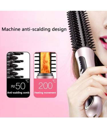 Ceramic Curler Brush USB Rechargeable Mini Travel Curling Wand Curler Adjustable Temperature Portable Straighteners Brush for Short and Long Hair - Buy Online on GoSupps.com