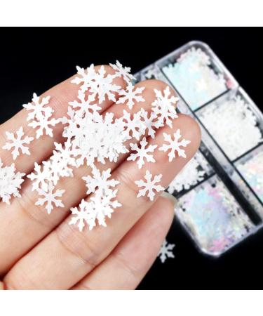Christmas Glitter Nail Snowflakes Sequins Nail Art Decals Manicure Tips Decoration 6 Grids/Box For Women Gifts Snowflake Glitter Stickers - Buy Online on GoSupps.com
