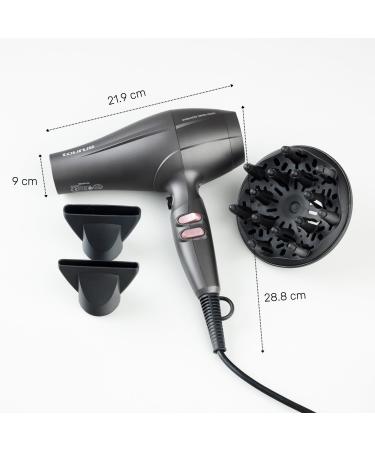 Taurus Hair Dryer Fashion 2600 Ionic 2600W 6 speed and temperature settings AC motor Ionic Care Cold air Diffuser & 2 concentrators Black - Buy Online on GoSupps.com