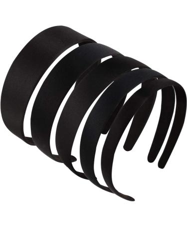 ANBALA Black Headbands for Women - 5 Pack of Plain DIY Satin Headbands in Various Sizes - Non-Slip and High Elasticity Headbands for Women and Girls - Buy Online on GoSupps.com