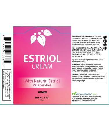 Mountain Meadow Herbs Bioidentical Estriol Cream | Physician Developed Hormonal Support for Menopause | 1000mcg Natural Estriol USP per Pump | 3rd Party Tested - Buy Online on GoSupps.com