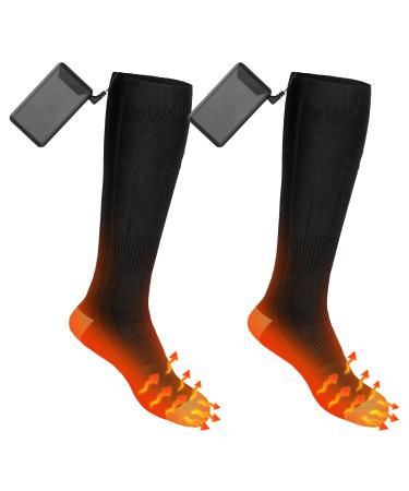 Heated Socks for Men Women, Rechargeable Electric Socks with 2 x 4000mAh Batteries Black