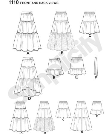 Simplicity 1110 Tiered Skirt Sewing Pattern for Women - Sizes XXS-XXL - Buy Online on GoSupps.com