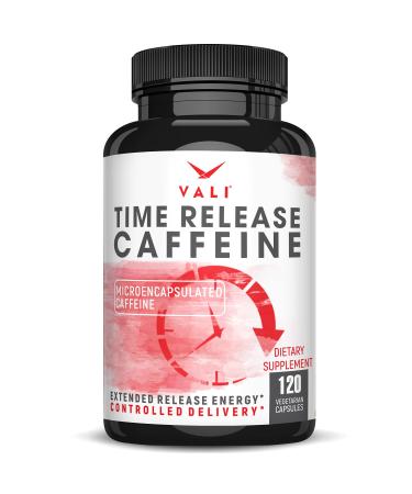 VALI Time Release Caffeine 100mg Pills - Smart Slow Release for Extended Energy & Focus. Advanced Nootropic Supplement. Brain Booster for Active Performance, Alertness & Clarity. 120 Veggie Capsules