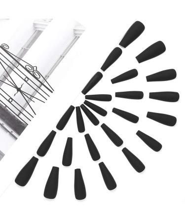 Buy Handcess Long Black Ballerina Press Nails - Coffin Matte False Nails with Glue for Women & Girls | International Shipping Available - Buy Online on GoSupps.com