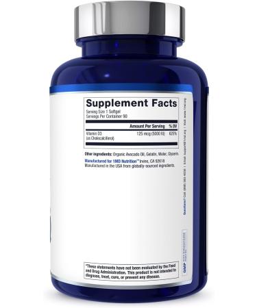 1MD Nutrition Vitamin D3 5000 IU Softgels | Bone Health, Muscle Function & Immune Support | Gluten Free & Non-GMO | 3-Month Supply - Buy Online on GoSupps.com