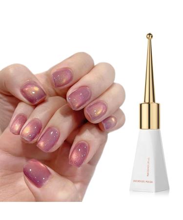 Jelly Cat Eye Gel Nail Polish Pink Glitter Crystal Gel Nail Polish 10ml Pearl Shell Reflective Polish Sparkle Shiny Cat Eye UV Soak-Off Gel Polish Use With UV LED Lamp