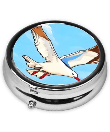 Flying Seagulls Round Pill Box - 3 Compartment Organizer & Portable Travel Solution for Medications - Buy Online on GoSupps.com