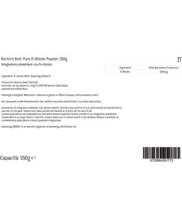 Doctor's Best D-Ribose Powder 250g - Vegan, Highly Dosed, Lab-Tested, Gluten-Free, Soy-Free, Vegetarian, Non-GMO - Buy Online on GoSupps.com