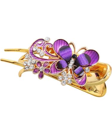 Long Fine Hair Clip For Styling Wear Resistance Women No Slip Rhinestone(Purple) - Buy Online on GoSupps.com